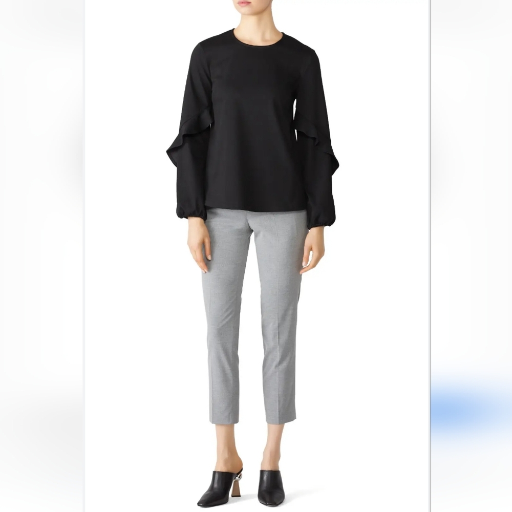 Shilla Layered Sleeve Black Blouse Minimalist Office Career Casual Autumn Fall
